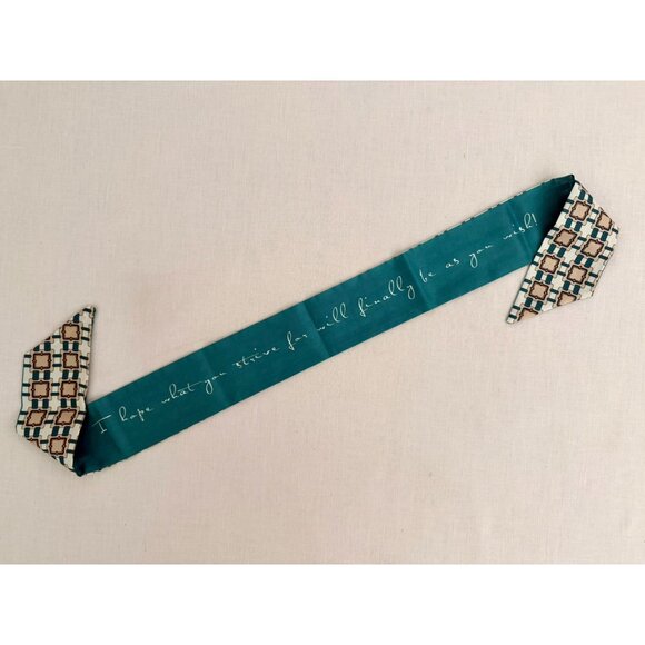 Slim Scarf 34in Teal Geometric Print Double Sided Neck Head Hair Bag Wrap  No32 - Picture 5 of 9